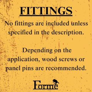 Image with text ‘No fittings are included unless specified in the description’ and recommendations given depending on application.