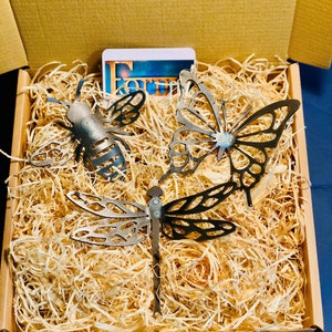 A Bugs Life Gift Set . Christmas . Perfect Present . Garden Lover . Entomology . Butterfly . Bee . Dragonfly . Steel