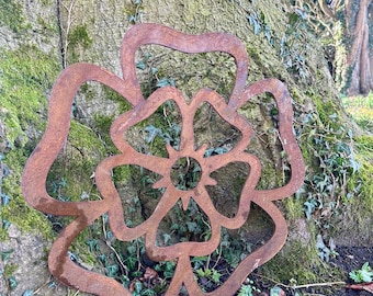 Rosa de Yorkshire gigante de acero para pared: decoración rústica para el hogar y el jardín.