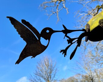 Nicola el Colibrí - Adorno de Jardín, Pájaros de Metal Oxidado, Día de la Madre