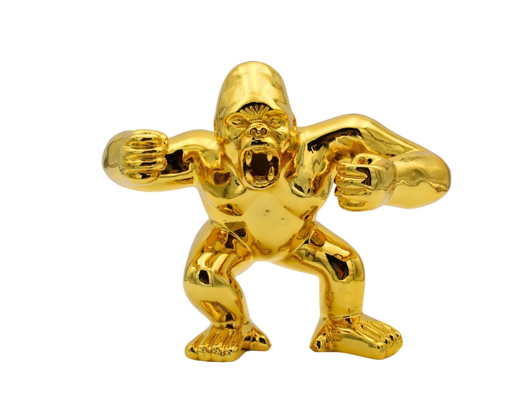 Pop Art King Kong Gold Statue Artwork Decoration Statues Etsy