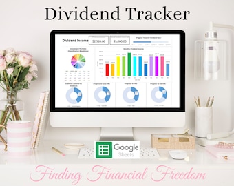 Dividend Tracker / Volg uw dividenden in Google Spreadsheets / Dividendinkomstencalculator / Grafiek van uw dividenden, Google Spreadsheets-sjabloon Digitaal