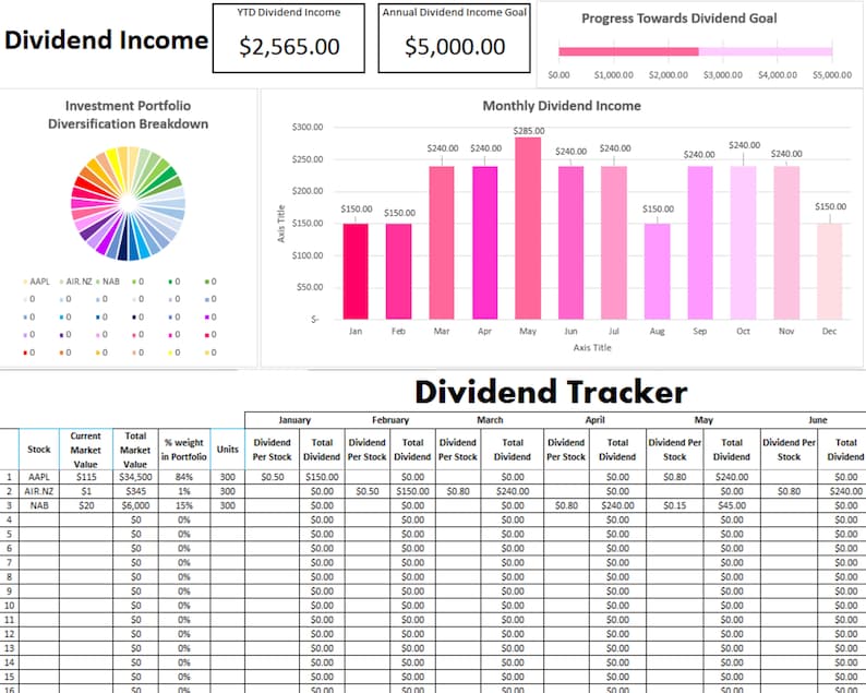 Dividend Tracker / Track Your Dividends in Microsoft Excel