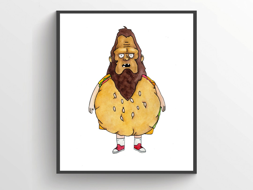 Beefsquatch Gene Belcher Bob's Burgers Watercolor Art - Etsy