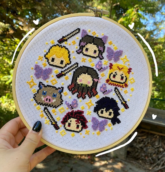 Digital Anime Demon Hunter Cross Stitch Pattern: Sword, Demon, Hunter, Anime, Slayer