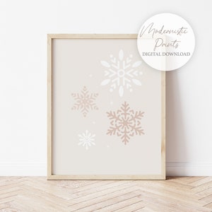 Snowflakes Christmas Print,  PRINTABLE WALL ART,  Xmas Digital Download , Christmas Decor, Christmas Art Printable, Holiday Wall Art Print