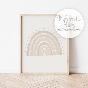 Boho Nursery Rainbow Print - PRINTABLE WALL ART - Digital Download, Baby Room Neutral Poster