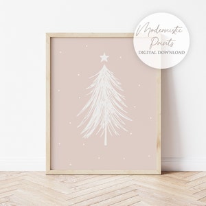 Christmas Tree Print - PRINTABLE WALL ART - Xmas Digital Download - Festive Poster - Christmas Decor - Christmas Art Printable - Boho print