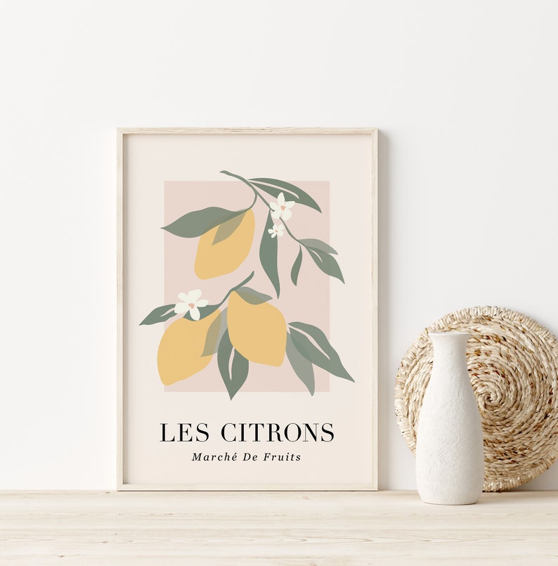 Les Citrons Print, PRINTABLE WALL ART, Fruit Illustration Digital ...