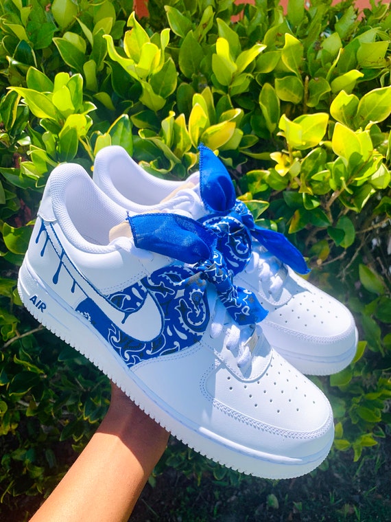 custom af1 blue bandana