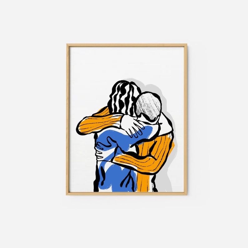 Friendship Art Print / Free Hugs Wall Art / Friendship Line | Etsy