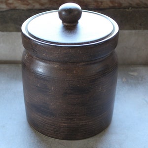 Extra Large Canister with with Lid Stoneware Pottery