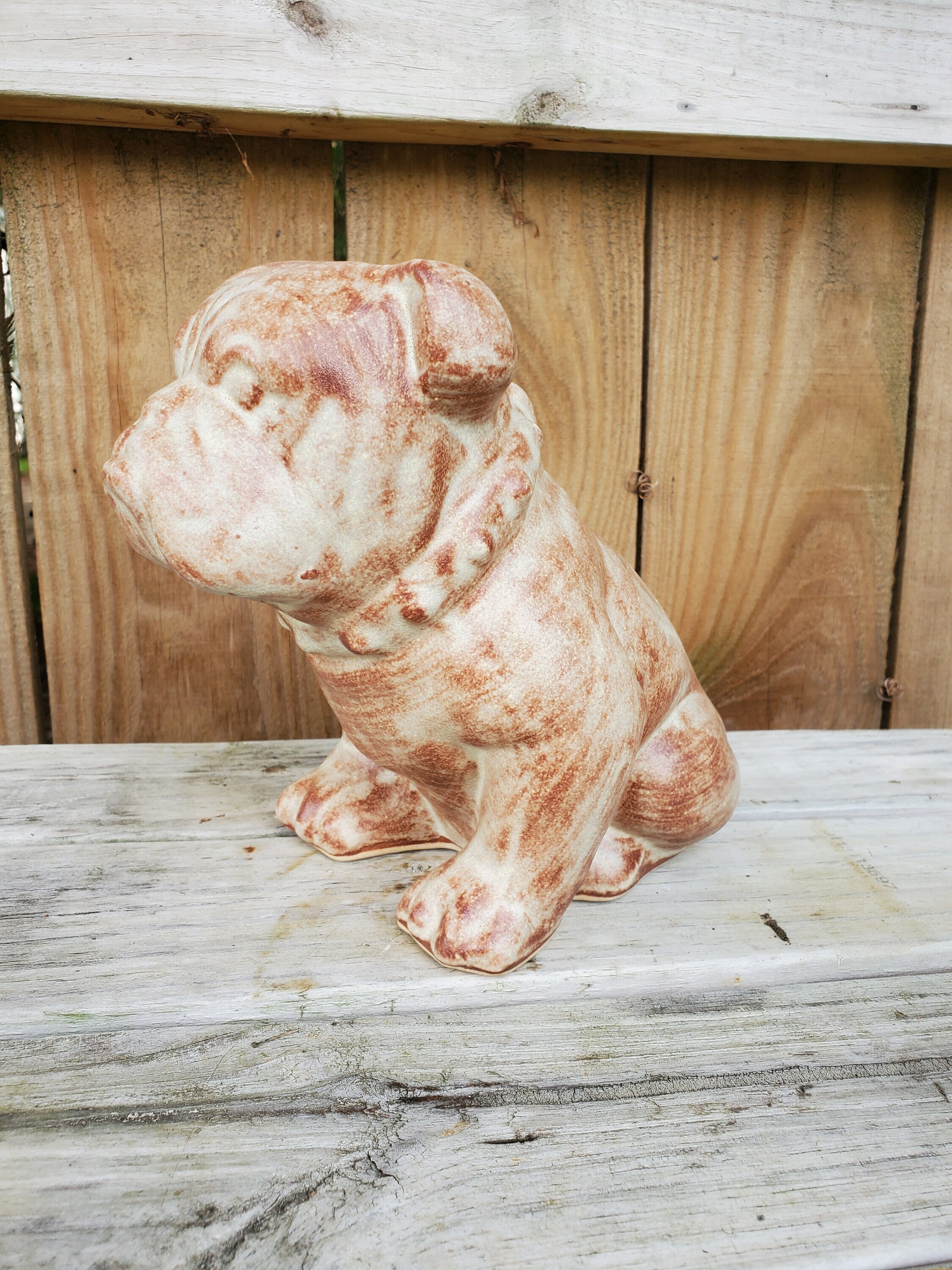 彫刻・オブジェ Vintage chalkware Bulldog&glass Bulldog Vintage Chalkware Bulldog, 3.5 Inches Long, 4.5 Inches Tall