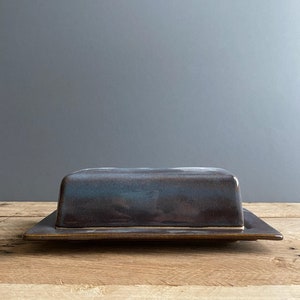 Stoneware Covered Butter Dish Blueberry