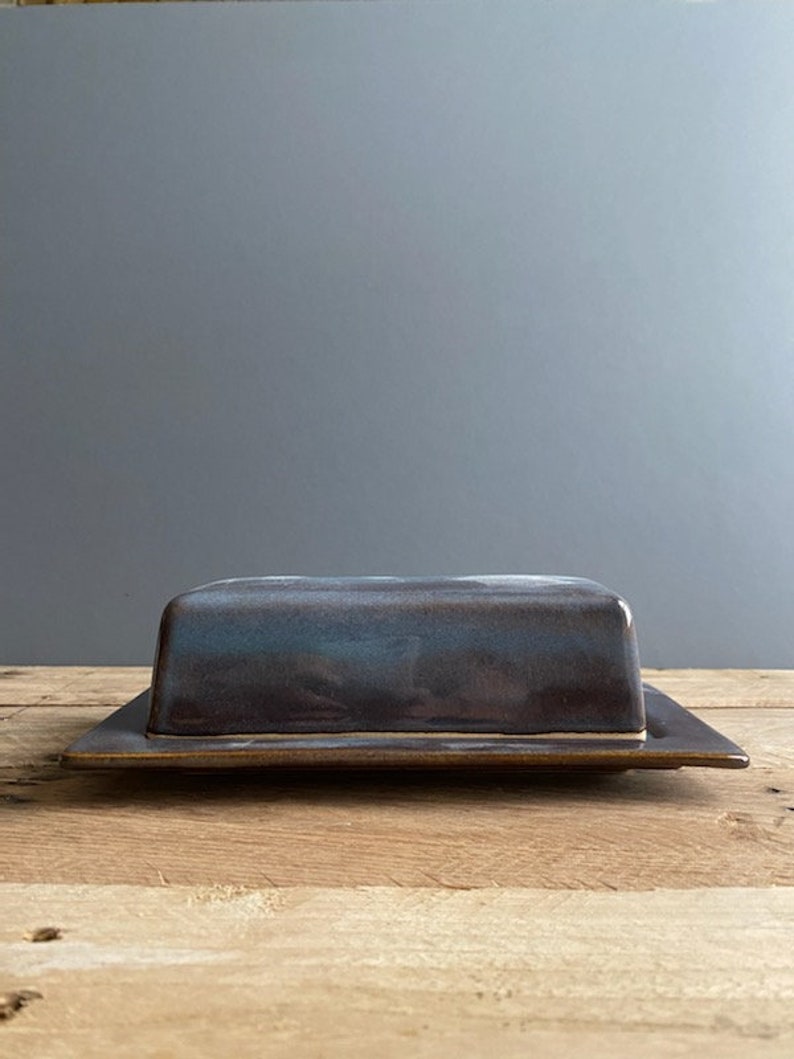 Stoneware Covered Butter Dish Blueberry