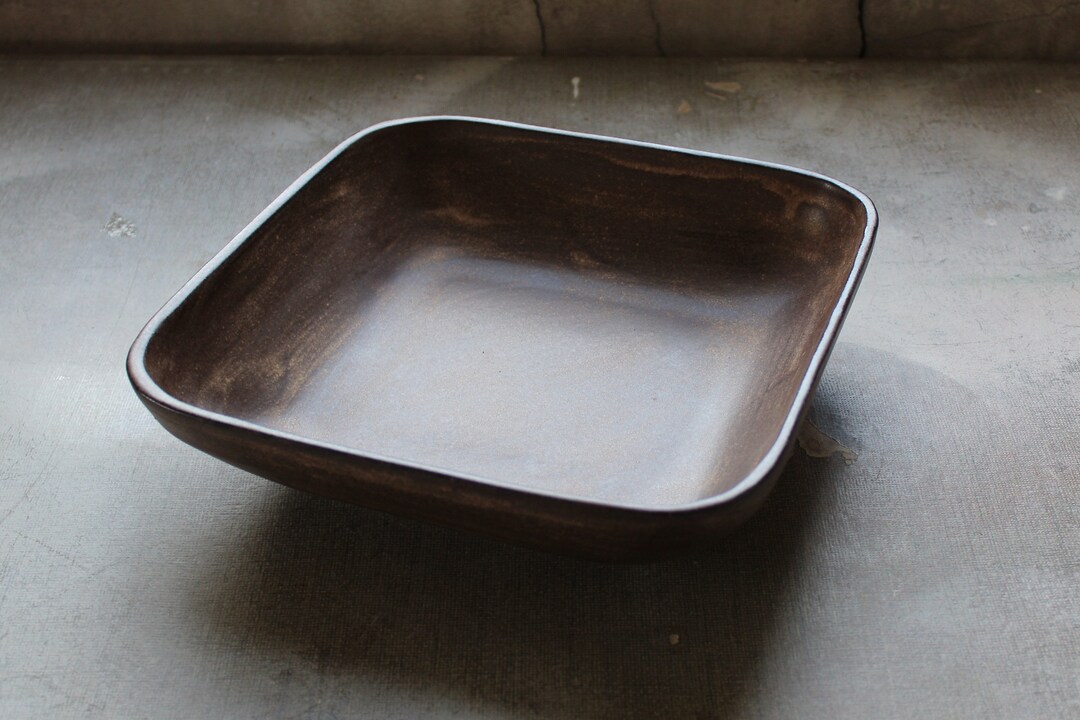 Large Square Serving Bowl Stoneware Pottery Etsy