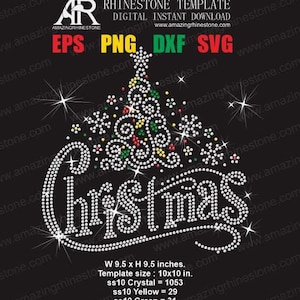 Christmas Tree with lights   rhinestone template digital instant download, cut file svg, eps, png.