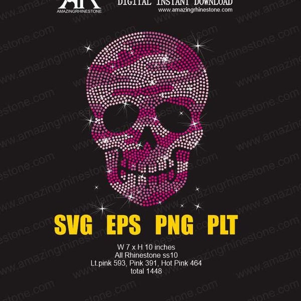 Skull camouflage rhinestone template digital instant download, cut file svg, eps, png