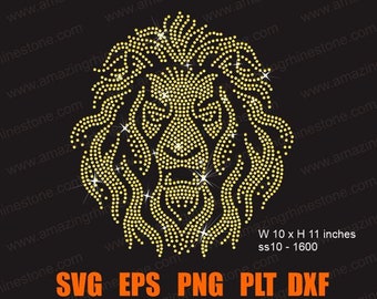 Lion Large rhinestone template instant download file svg eps png plt dxf