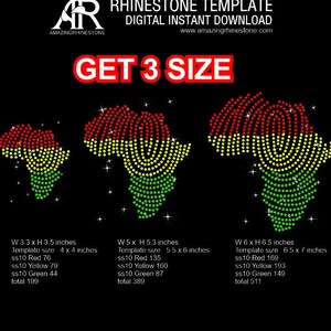 Afrika Map Fingerprint,Strasssteinvorlage digitaler Download. ERHALTEN 3 Größe