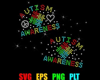 Autism awareness puzzle rhinestone template file, svg, eps, png, dot arts, Pattern, DIY, rhinestone craft