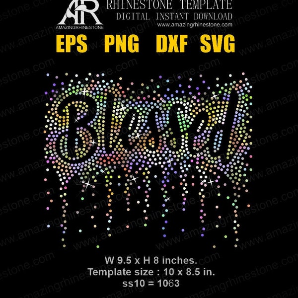 Plantilla de diamantes de imitación benditos, descarga instantánea digital, archivo de corte svg, eps, png.