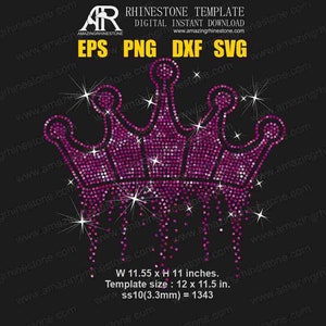 Plantilla de corona grande con diamantes de imitación para descarga instantánea digital, archivo de corte svg, eps, png.