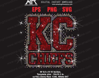 KC Chiefs rhinestone template digital instant download, cut file svg, eps, png.