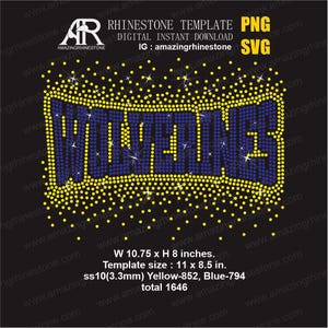 wolverines  rhinestone template digital instant download, cut file svg. png.