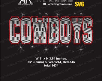 COWBOYS Custom order rhinestone template digital instant download, cut file svg. png.