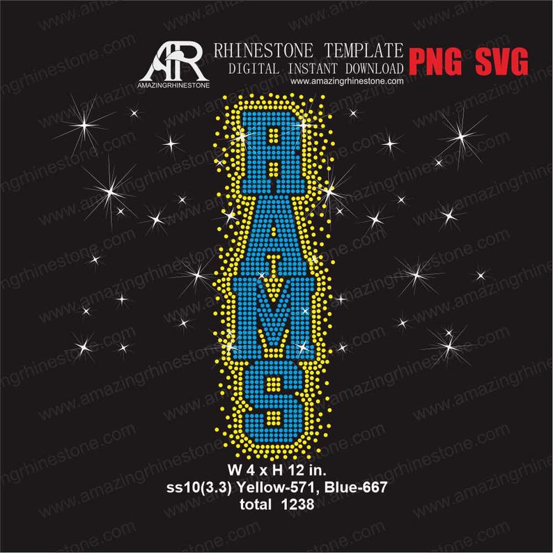 RAMS Rhinestone Template Digital Instant Download, Cut File Svg. Png ...