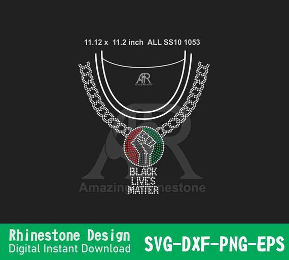 Download Blm Fist Necklace Rhinestone Template Instand Download Bling Etsy