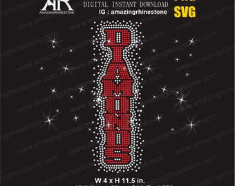 DIAMONDS Sleeve rhinestone template, digital instant download, cut file svg. png.