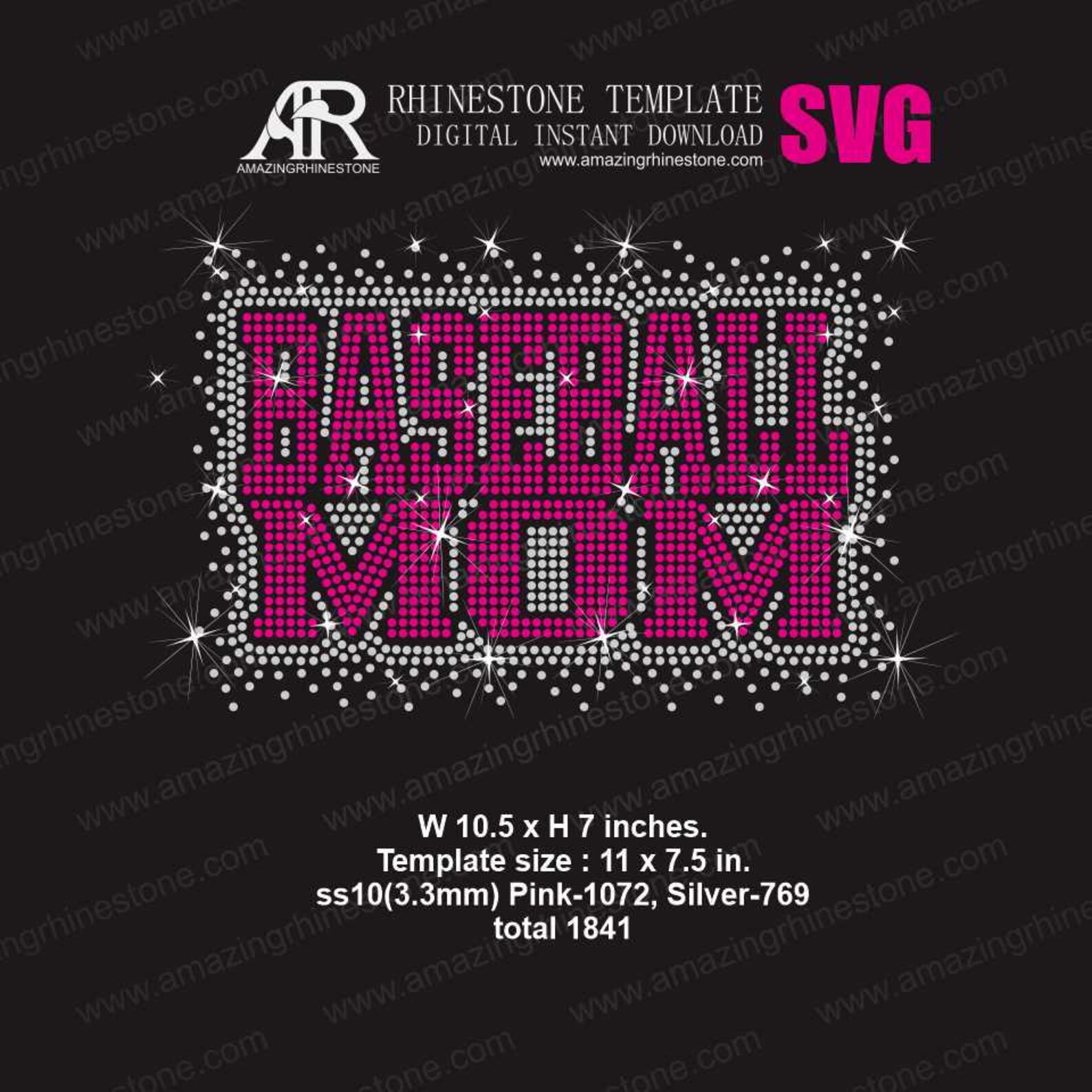 Baseball Mom Rhinestone Template Digital Instant Download, Cut File Svg ...
