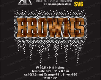 BROWNS rhinestone template digital instant download, cut file svg. png.