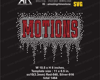 MOTIONS all capital letter  rhinestone template digital instant download, cut file svg. png.