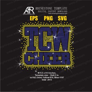 Plantilla de diamantes de imitación de porristas TWC, descarga instantánea digital, archivo de corte SVG, EPS, PNG.