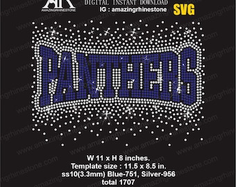 PANTHERS rhinestone template digital instant download, cut file svg. png.