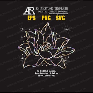 Plantilla de diamantes de imitación de flor de loto, descarga instantánea digital, archivo de corte svg, eps, png.