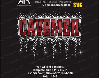 CAVEMEN rhinestone template, digital instant download, cut file svg. png.