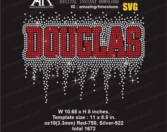 DOUGLAS  rhinestone template digital instant download, cut file svg. png.