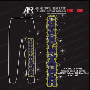 CHEERLEADER pants rhinestone template digital instant download, cut file svg, eps, png.