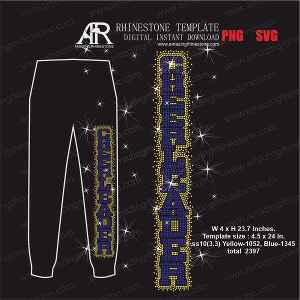 CHEERLEADER Hose Strass Vorlage digitaler Sofort-Download, Schneidedatei svg, eps, png.