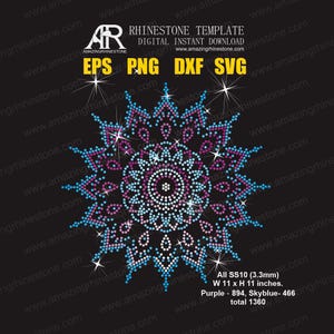 Mandala strass sjabloon digitale instant download, gesneden bestand svg, eps, png.