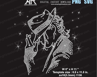 Rhinestone digital instant download file svg eps png, Cut file, Dot Art print, King of Pop