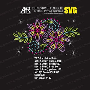 A bunch Floral rhinestone template, instant download.
