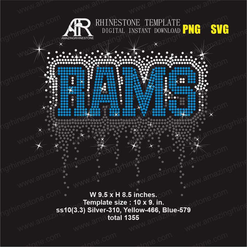 RAMS Rhinestone Template Digital Instant Download, Cut File Svg, Eps ...