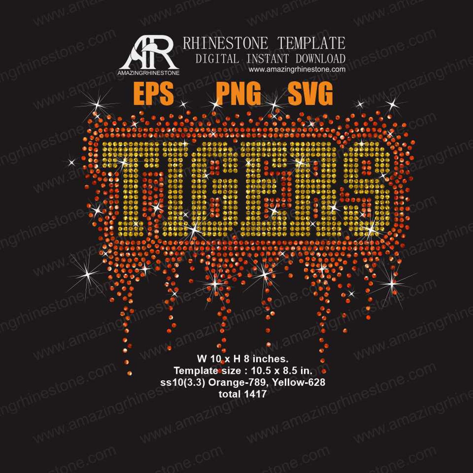 Tigers Rhinestone Design TIGERS Rhinestone Template Digital Instant Download, Cut File Svg, Eps ...