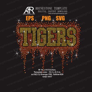 Plantilla de diamantes de imitación TIGERS descarga instantánea digital, archivo de corte svg, eps, png.