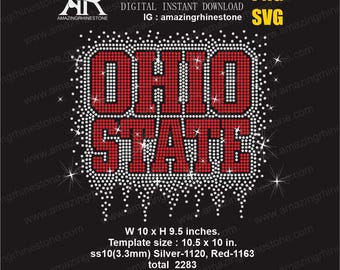 OHIO STATE rhinestone template digital instant download, cut file svg. png.